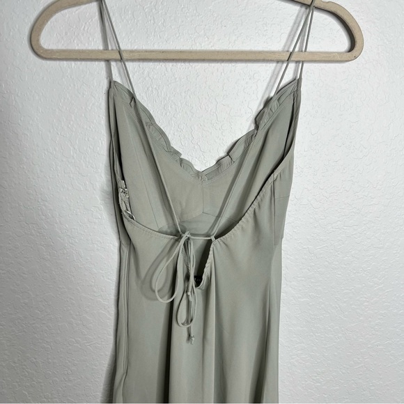 Abercrombie & Fitch Dress Women Small Petite Midi Slip Faux Satin Side Slit B15 - Picture 4 of 10